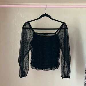 Ambiance Black Swiss Dot Blouse